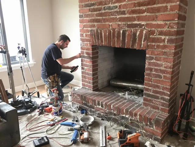 Bedford Heights Chimney Sweep specialist finalizing chimney liner service in Bedford Heights, OH