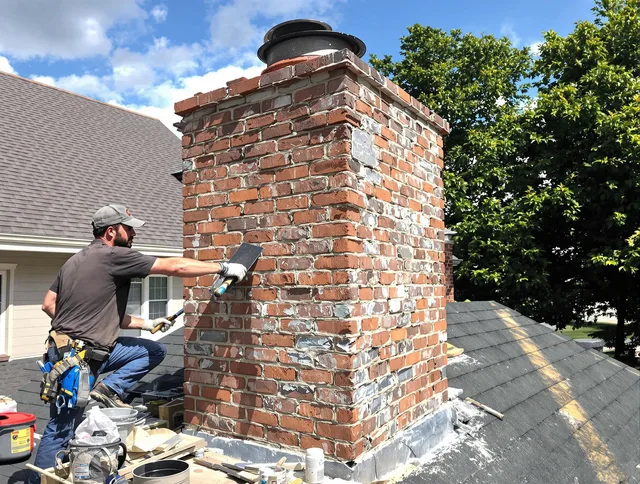 Completed chimney rebuild by Bedford Heights Chimney Sweep in Bedford Heights, OH