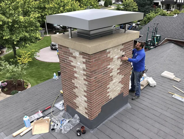 Bedford Heights Chimney Sweep team working on a custom chimney remodel in Bedford Heights, OH