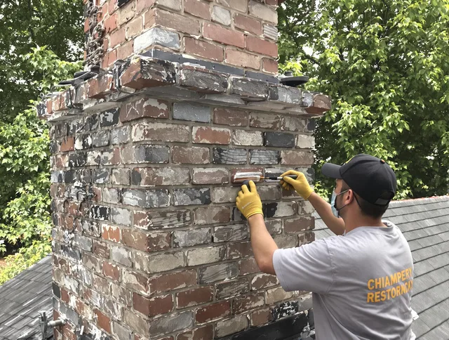 In-progress chimney restoration by Bedford Heights Chimney Sweep in Bedford Heights, OH