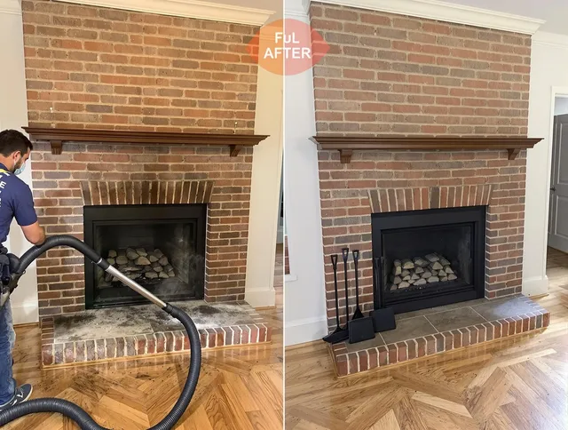 Bedford Heights Chimney Sweep carefully sanitizing a fireplace in Bedford Heights, OH