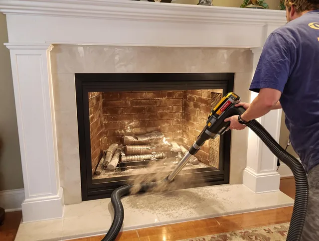 Fireplace cleaning performed by Bedford Heights Chimney Sweep in Bedford Heights, OH
